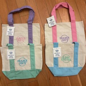 Trader Joe’s Mini Pastel Canvas Tote Bag - Set of 4